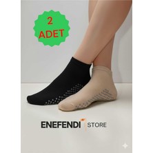 NF ND ENEFENDİ 2 Çift Kaydırmaz Unisex Yoga, Pilates, Tavaf Çorabı | Spor Patik Çorap |siyah |açıkkahve 36-40