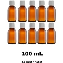 Labbakkal Cam Ecza Şişe 100 ml Kahve - Beyaz Kilitli 28 mm Kapak 10 Adet