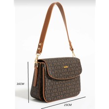 Just Polo Kadın Kahve-Taba Baskı Desenli Uzun Askılı Omuz ÇANTASI-BD2197