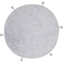 Akbel Halı Cotton Boon CBN Plain Gri - Yıkanabilir Kaymaz Naturel Pamuk Bebek Halısı