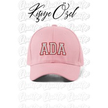 Quatex [istediğiniz Ismi Nakışla Yazıyoruz] - Kişiye Özel Şapka - Pembe %100 Pamuk Gabardin Unis