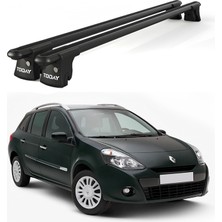 Today Auto Trio-I Renault Clio Kombi (2005-2012) Uyumlu Siyah Kilitli Ara Atkı 120CM Port Bagaj Tavan Barı