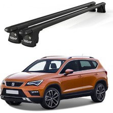 Today Auto Trio-I Seat Ateca (2016 ve Sonrası) Uyumlu Siyah Kilitli Ara Atkı 120CM Port Bagaj Tavan Barı
