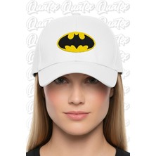 Quatex Batman Nakışlı Şapka – Beyaz %100 Pamuk Gabardin Unisex Model