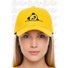 Quatex Panda Nakışlı Şapka – Sarı %100 Pamuk Gabardin Unisex Model