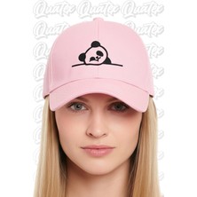 Quatex Panda Nakışlı Şapka – Pembe %100 Pamuk Gabardin Unisex Model