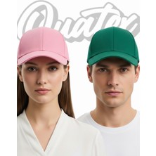 Quatex Basic Şapka 2'li Paket – Yeşil - Pembe %100 Pamuk Gabardin Unisex Model
