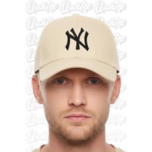 Quatex Ny New York Nakışlı Şapka – Krem %100 Pamuk Gabardin Unisex Model