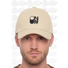 Quatex Onoff Nakışlı Şapka – Krem %100 Pamuk Gabardin Unisex Model