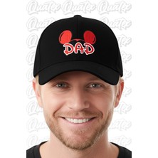 Quatex Mickey Dad Nakışlı Şapka – Siyah %100 Pamuk Gabardin Unisex Model