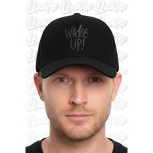 Quatex Wake Up Nakışlı Şapka – Siyah %100 Pamuk Gabardin Unisex Model