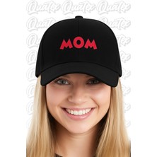 Quatex Mom Nakışlı Şapka – Siyah %100 Pamuk Gabardin Unisex Model