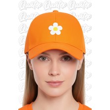 Quatex Papatya Nakışlı Şapka – Turuncu %100 Pamuk Gabardin Unisex Model