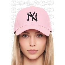 Quatex Pembe Ny New York Nakışlı Şapka  Pamuk Gabardin Desenli Unisex Model
