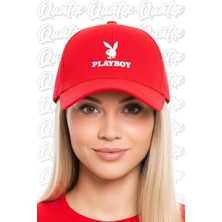 Quatex Playboy Nakışlı Şapka – Kırmızı %100 Pamuk Gabardin Unisex Model