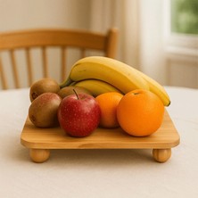 Erkugo Bambu Top Ayaklı Dikdörtgen Düz Stant, Bambu Sunumluk (30X20)