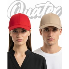Quatex Basic Şapka 2'li Paket – Kırmızı - Krem %100 Pamuk Gabardin Unisex Model