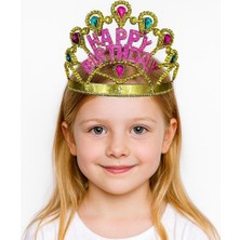 Tuncel Store Altın Renk Happy Birthday Yazılı Doğum Günü Tacı 60 cm