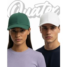 Quatex Basic Şapka 2'li Paket – Beyaz - Yeşil %100 Pamuk Gabardin Unisex Model