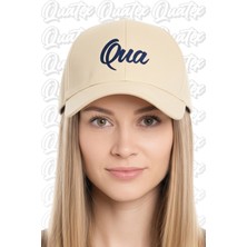 Quatex Qua Nakışlı Şapka – Krem %100 Pamuk Gabardin Unisex Model