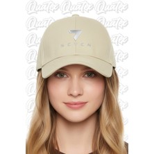 Quatex Seven Nakışlı Şapka – Krem %100 Pamuk Gabardin Unisex Model