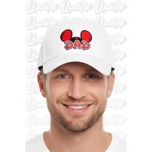 Quatex Mickey Dad Nakışlı Şapka – Beyaz %100 Pamuk Gabardin Unisex Model