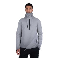 Ex-Pent Erkek Regular Fit Yüksek Yakalı Baskılı Yıkama Efektli Gri Sweat