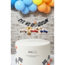 Pekshop Yarış Arabaları Mum Seti Yarış Araba Tema Doğum Günü Pasta Mum Seti 5li