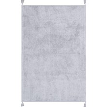 Akbel Halı Cotton Boon CBN Plain Gri - Yıkanabilir Kaymaz Naturel Pamuk Bebek Halısı