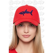 Quatex Shark Nakışlı Şapka – Kırmızı %100 Pamuk Gabardin Unisex Model