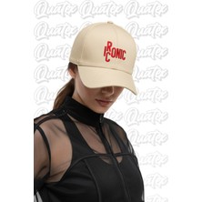 Quatex Iconic Nakışlı Şapka – Krem %100 Pamuk Gabardin Unisex Model