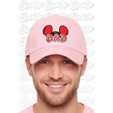 Quatex Mickey Dad Nakışlı Şapka – Pembe %100 Pamuk Gabardin Unisex Model