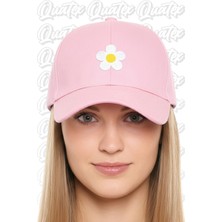 Quatex Papatya Nakışlı Şapka – Pembe %100 Pamuk Gabardin Unisex Model