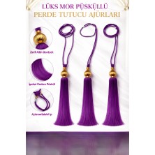 Çillor 3 Lü Set/perde/fon Tavan Bağlama Mor Ipli Gold Kukalı Braçol