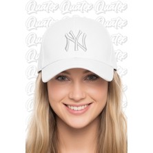 Quatex Ny New York Nakışlı Şapka – Beyaz %100 Pamuk Gabardin Unisex Model