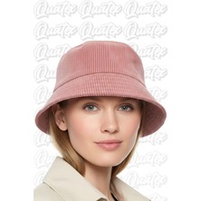 Quatex Kadife Kumaş Bucket Şapka - Pembe %100 Kadife Kumaş Unisex Model