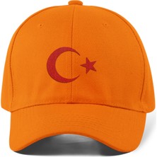 Quatex Ay Yıldız Nakışlı Şapka – Turuncu %100 Pamuk Gabardin Unisex Model