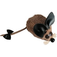 Pazarcan Kedi Oyuncağı Bıyıklı Peluş Fare 4,5 x 6-15 cm Taba