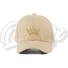 Quatex Taç Nakışlı Şapka – Krem %100 Pamuk Gabardin Unisex Model