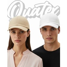 Quatex Basic Şapka 2'li Paket – Beyaz - Krem %100 Pamuk Gabardin Unisex Model