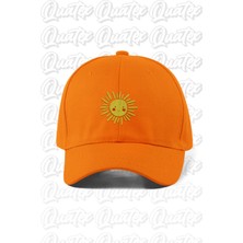 Quatex Güneş Nakışlı Şapka – Turuncu %100 Pamuk Gabardin Unisex Model