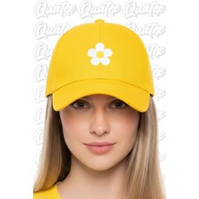 Quatex Papatya Nakışlı Şapka – Sarı %100 Pamuk Gabardin Unisex Model