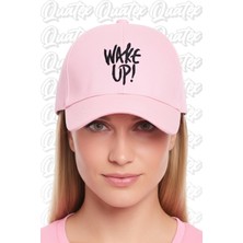 Quatex Wake Up Nakışlı Şapka – Pembe %100 Pamuk Gabardin Unisex Model