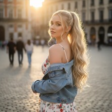 Pazarcan Bağlamalı Dalgalı At Kuyruğu / Kumral Beyaz Platin Röfleli