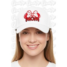 Quatex Mickey Mom Nakışlı Şapka – Beyaz %100 Pamuk Gabardin Unisex Model