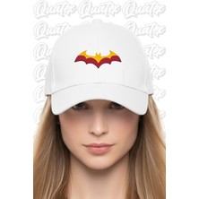 Quatex Batsman Nakışlı Şapka – Beyaz %100 Pamuk Gabardin Unisex Model