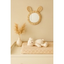 Marena Home Dekoratif Doğal Hasır Tavşan Ayna - Çocuk ve Bebek Odası Duvar Dekoru (Bohem & Montessori Tarzı) - 20 cm