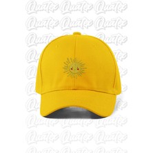 Quatex Güneş Nakışlı Şapka – Sarı %100 Pamuk Gabardin Unisex Model