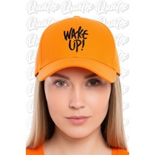 Quatex Wake Up Nakışlı Şapka – Turuncu %100 Pamuk Gabardin Unisex Model