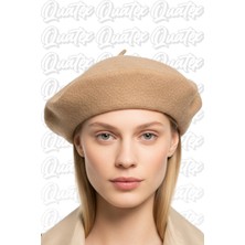 Quatex Keçe Kumaş Ressam Şapka Bere - Krem %100 Keçe Kumaş Unisex Model